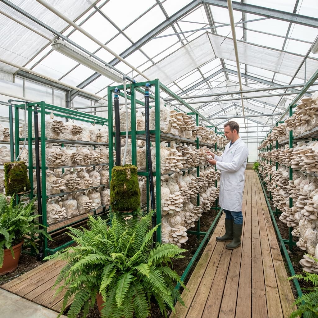 Agronex Naturals mushroom cultivation farm - Organic oyster mushroom growing facility founded by Abhay Ribadiya and Paras Patel in Gujarat
